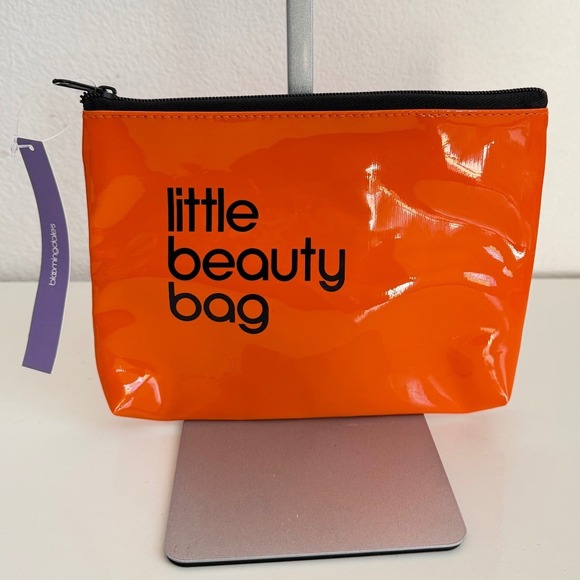 Bloomingdale's Handbags - Bloomingdales Little Beauty Bag Orange Patent Cosmetic Pouch Makeup Travel Case